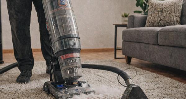 Professional carpet cleaning service in action