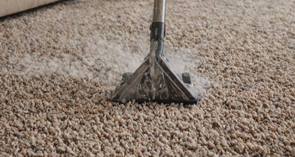 Professional residential carpet cleaning in a modern living room